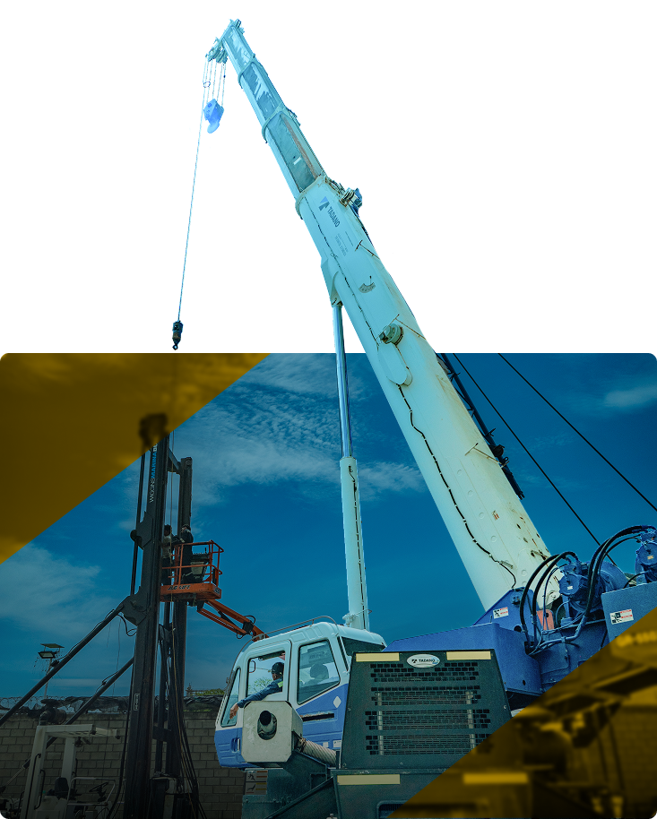 Grúa Rough Terrain Tadano GR 550-XL con jib inclinable hasta 45°, sensores integrados y alcance extendido ideal para izajes exigentes – Máquinas y Montajes S.A.S